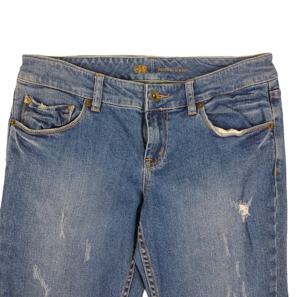 Vtg Y2K OUTBACK RED Jeans Women's 6 Stretch Denim Distressed Taper Leg Low Rise - Picture 4 of 10